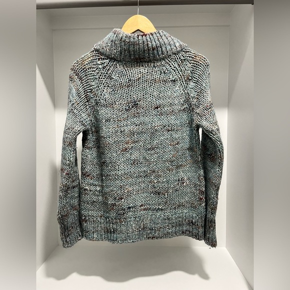 Anthropologie Moth Light Blue Chunky Knit Alpaca Wool Blend Mock Neck Sweater S - Picture 4 of 8